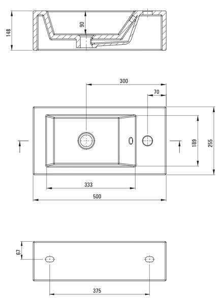 Deante Square lavoar 50.5x25.5 cm dreptunghiular clasică-de blat alb luciu CGS_6U2L