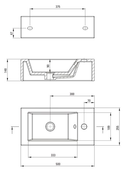 Deante Square lavoar 50.5x25.5 cm dreptunghiular clasică-de blat alb luciu CGS_6U2R