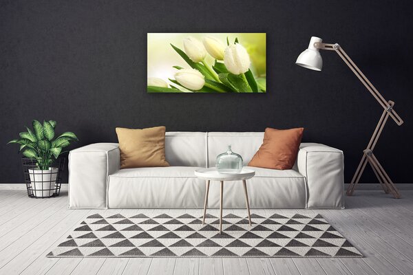 Tablou pe panza canvas Lalele Floral Alb Verde