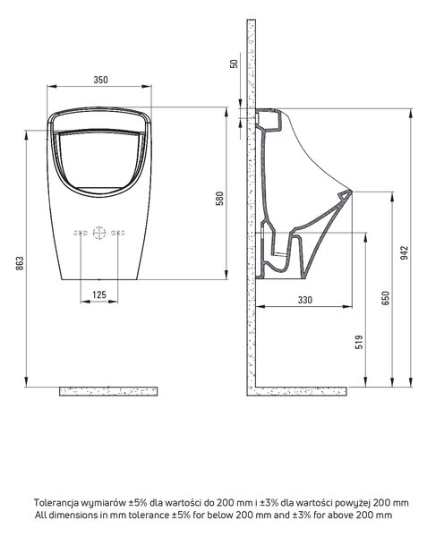 Deante Round pisoar CGR_6P2W