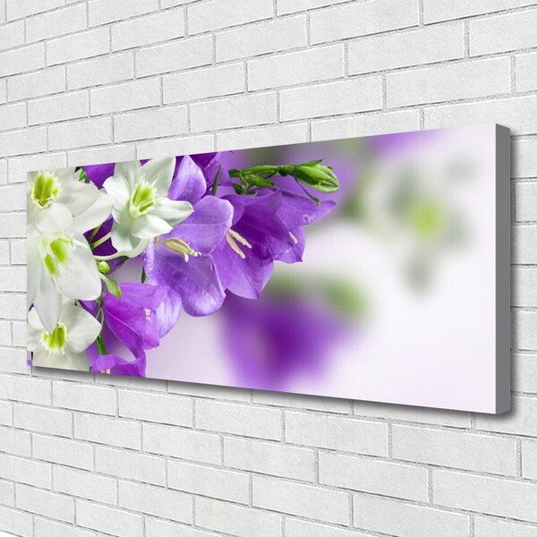 Tablou pe panza canvas Flori Floral Violet Alb
