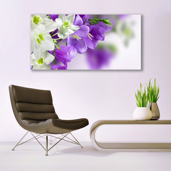 Tablou pe panza canvas Flori Floral Violet Alb