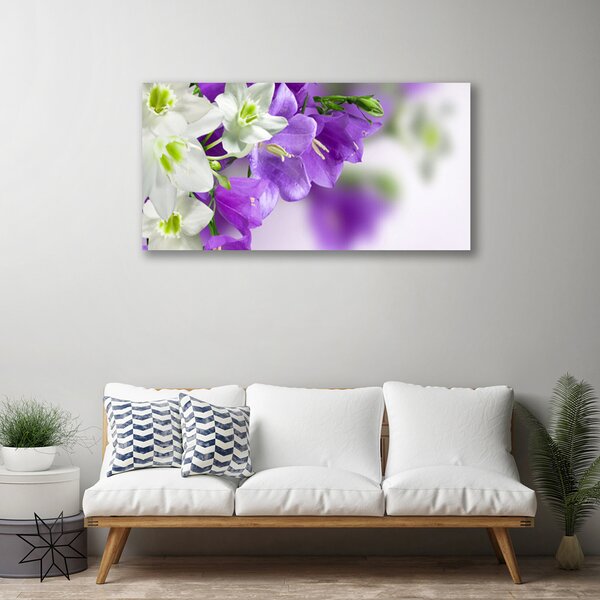 Tablou pe panza canvas Flori Floral Violet Alb