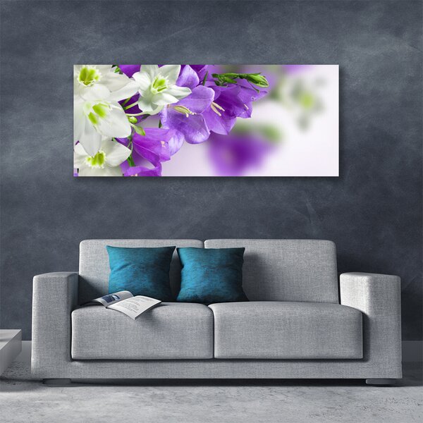 Tablou pe panza canvas Flori Floral Violet Alb