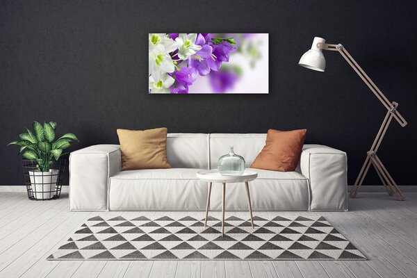 Tablou pe panza canvas Flori Floral Violet Alb