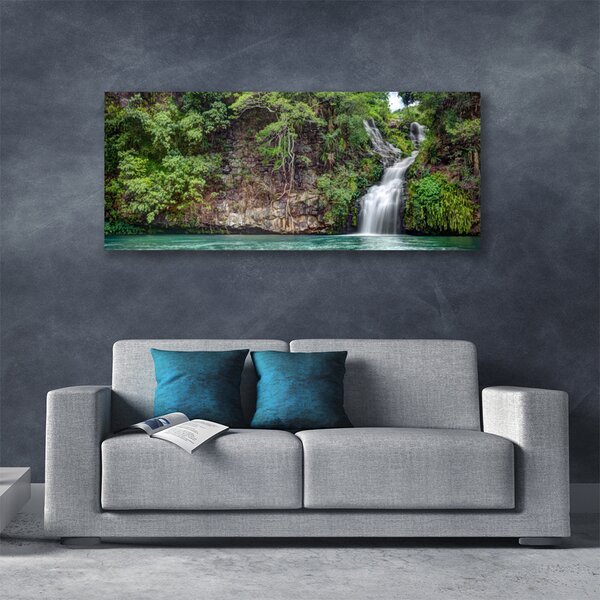 Tablou pe panza canvas Cascada Rock Natura Alb Albastru Gri Verde