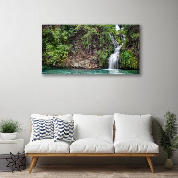 Tablou pe panza canvas Cascada Rock Natura Alb Albastru Gri Verde
