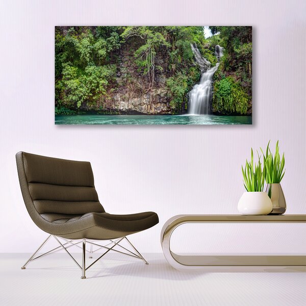 Tablou pe panza canvas Cascada Rock Natura Alb Albastru Gri Verde