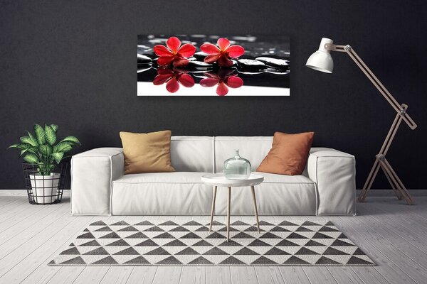 Tablou pe panza canvas Pietrele florale flori Roșu Negru