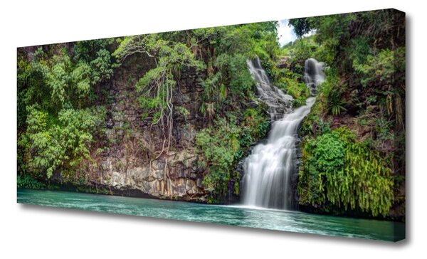 Tablou pe panza canvas Cascada Rock Natura Alb Albastru Gri Verde