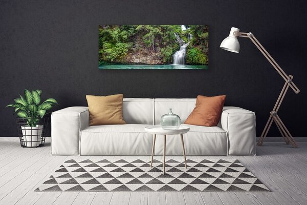 Tablou pe panza canvas Cascada Rock Natura Alb Albastru Gri Verde