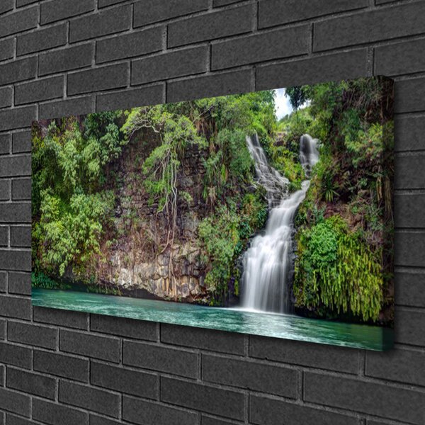 Tablou pe panza canvas Cascada Rock Natura Alb Albastru Gri Verde