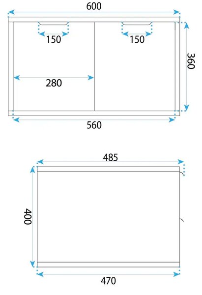 Rea Core dulap 60x47x40 cm sub chiuveta pe perete stejar REA-M0411