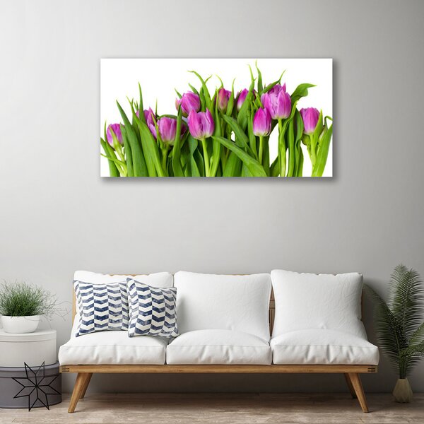 Tablou pe panza canvas Lalele Floral Roz Verde