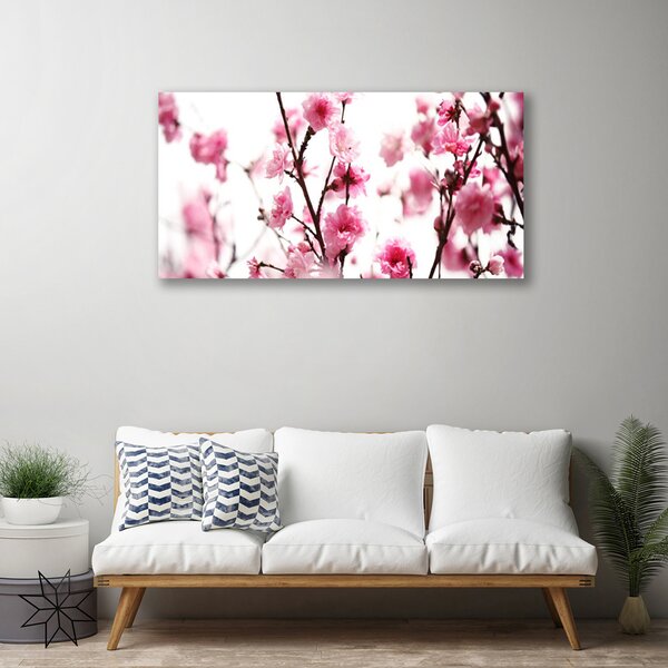 Tablou pe panza canvas Ramuri de flori Floral Brown roz