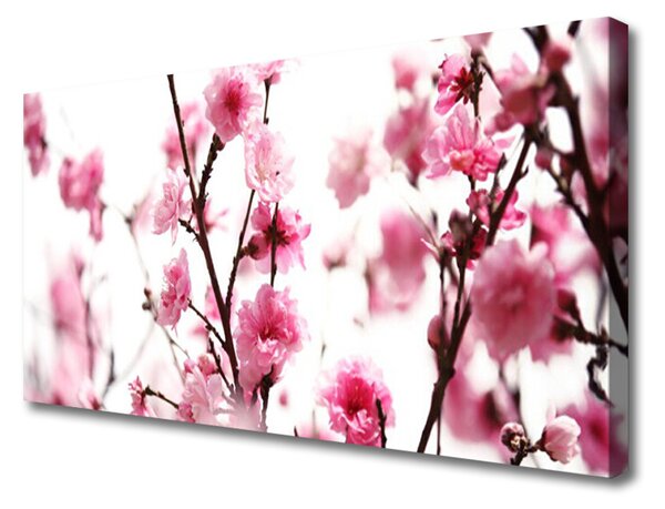 Tablou pe panza canvas Ramuri de flori Floral Brown roz