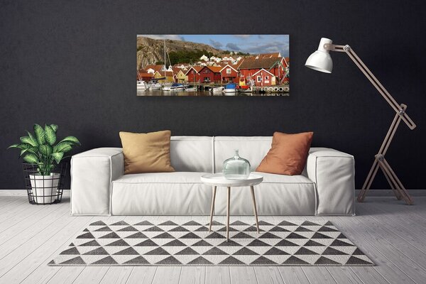 Tablou pe panza canvas Oraș Peisaj Brun Alb