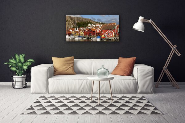 Tablou pe panza canvas Oraș Peisaj Brun Alb