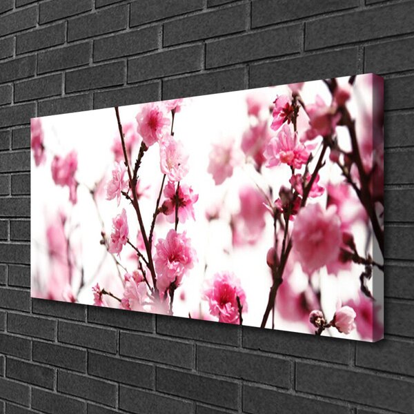 Tablou pe panza canvas Ramuri de flori Floral Brown roz
