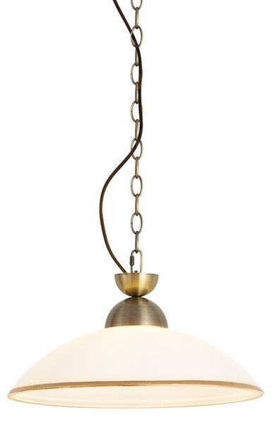 Lampă suspendată clasică bronz cu sticlă opal - Katarina