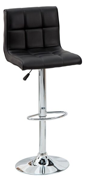 Set 2 scaune bar ajustabile Modena negre din piele si cadru metalic, 90-115 cm