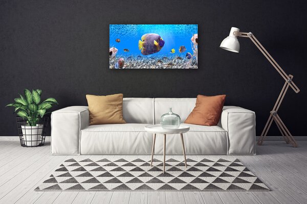Tablou pe panza canvas Pește Natura Galben Violet