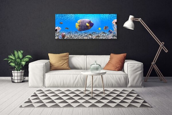 Tablou pe panza canvas Pește Natura Galben Violet