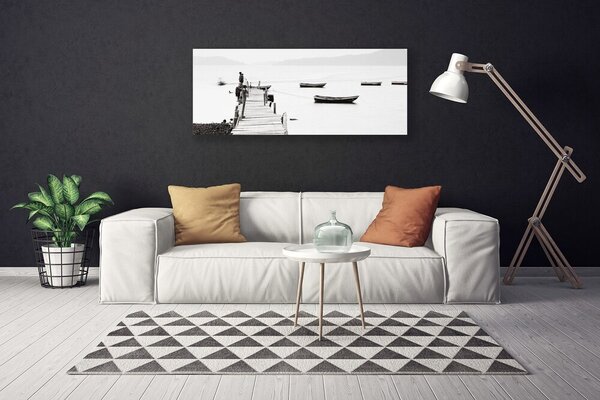 Tablou pe panza canvas Podul Ambarcațiuni Arhitectura Gri Alb
