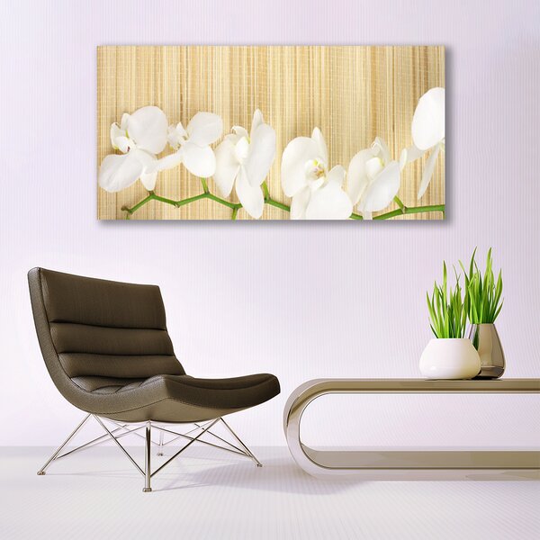 Tablou pe sticla Flori Floral alb