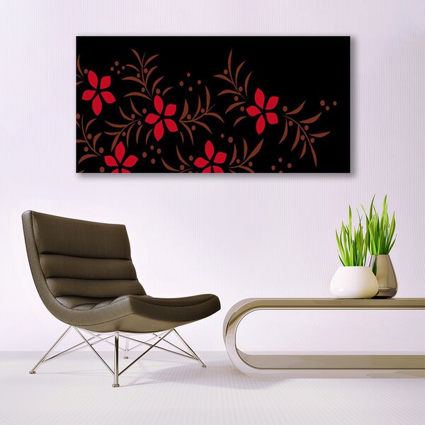 Tablou pe panza canvas Flori de Arta Roșu Galben