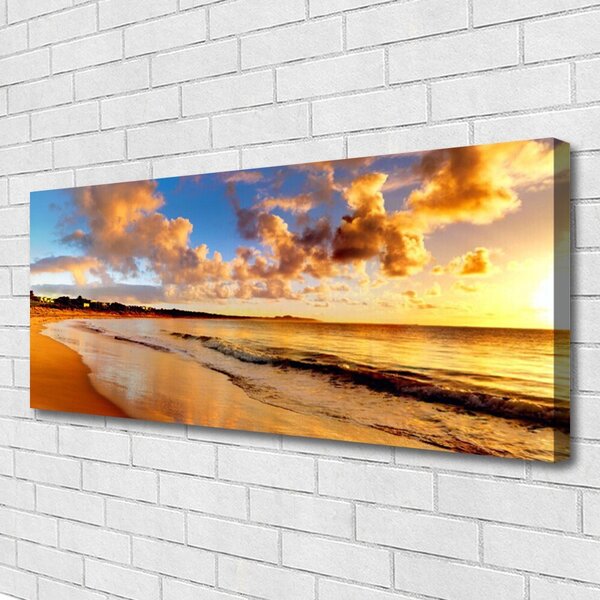 Tablou pe panza canvas Ocean Beach Peisaj Galben Albastru