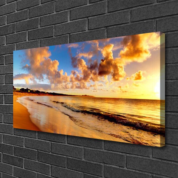 Tablou pe panza canvas Ocean Beach Peisaj Galben Albastru