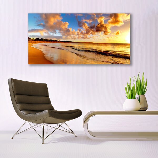 Tablou pe panza canvas Ocean Beach Peisaj Galben Albastru