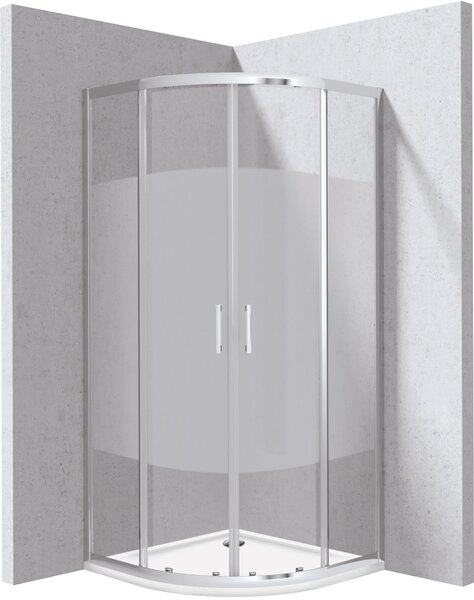 Deante Funkia Evo cabină cu cădiță 80x80 cm semicircular crom luciu/sticlă cu model KYPP0E88P