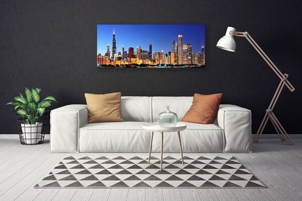 Tablou pe panza canvas Oraș Case Galben Maro Albastru
