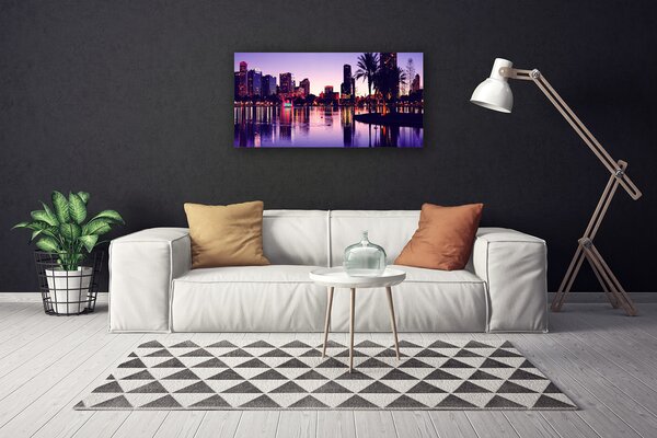 Tablou pe panza canvas Oraș Case Violet Negru