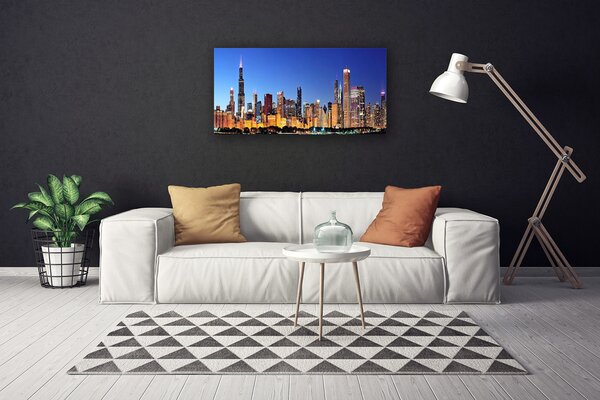 Tablou pe panza canvas Oraș Case Galben Maro Albastru