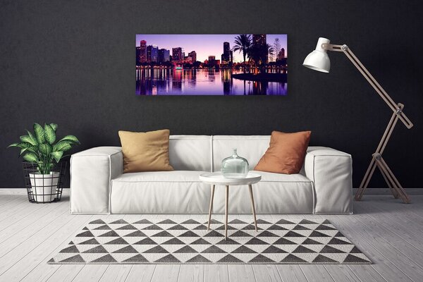 Tablou pe panza canvas Oraș Case Violet Negru