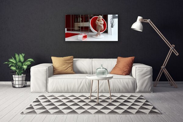 Tablou pe panza canvas Pace Femeie Oameni Roșu Alb Bej Gri