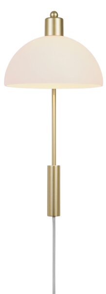 Nordlux Ellen 20 aplică cablu + ștecher, alamă/alb, Auriu / Alamă, Camera de zi / sufragerie, Metal, Scandinavă