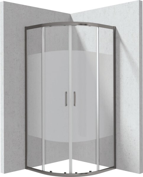 Deante Funkia Evo cabină de duș 80x80 cm semicircular grafit mat/sticlă cu model KYPDE88P