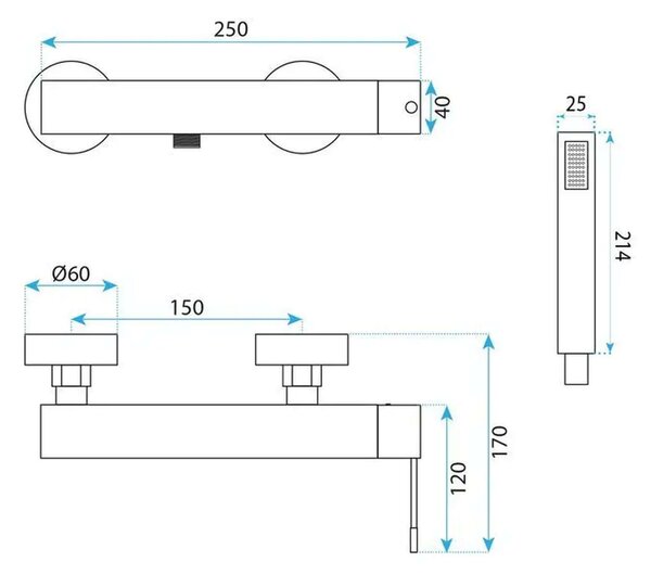 Rea Venti baterie de duș perete cupru REA-B9795