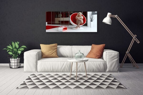 Tablou pe panza canvas Pace Femeie Oameni Roșu Alb Bej Gri