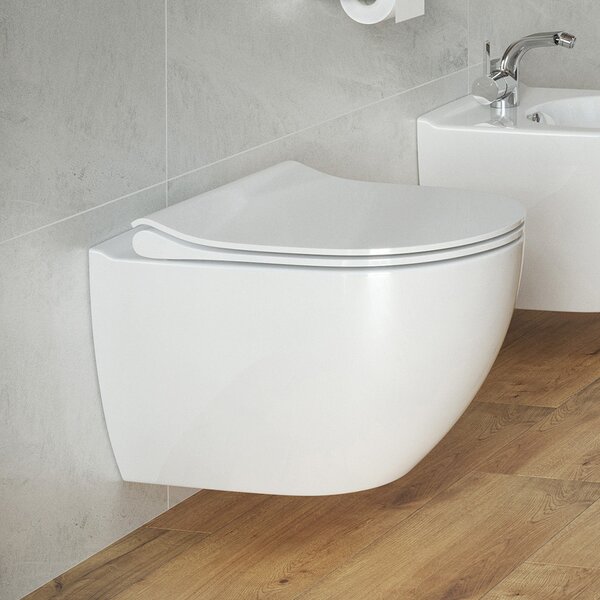 Cersanit Zen vas wc cu capac soft-close agăţat fără margine alb S701-428