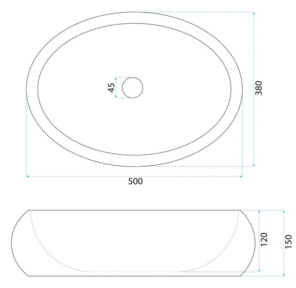 Rea Mika lavoar 50x38 cm ovale de blat gri/piatră-maro/bej mat REA-U7347