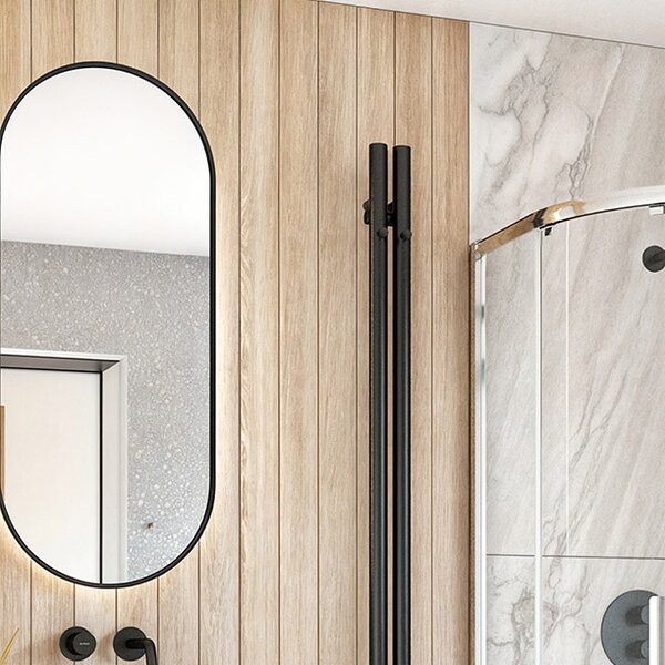 Oltens Nordlis oglindă 50x120 cm oval cu iluminare cu covoraș de încălzire negru 64114300