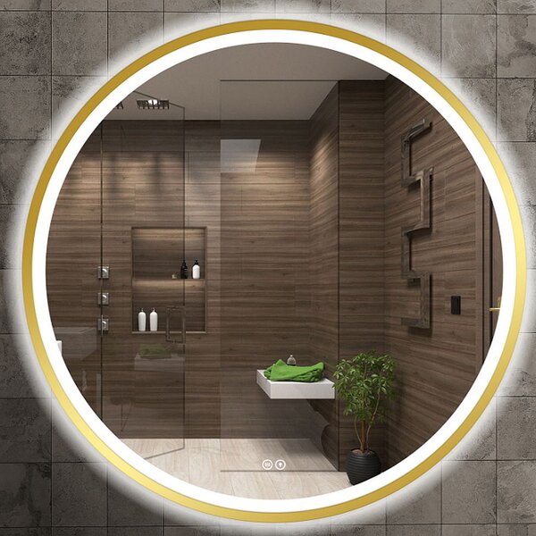Venti Orion Gold oglindă 80x80 cm rotund cu iluminare cu covoraș de încălzire auriu 5905951180311