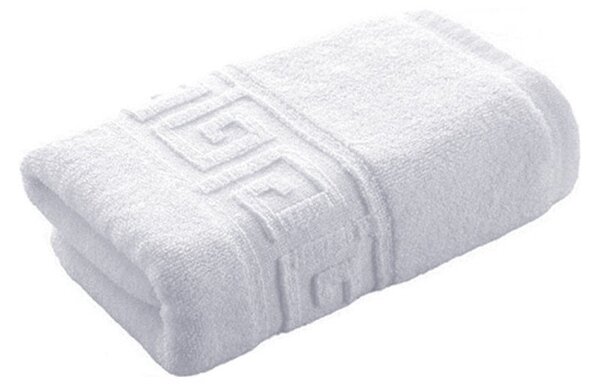 Set 5 Prosoape 50x90 cm Bumbac 500 g/mp Bordura Greceasca, Alb
