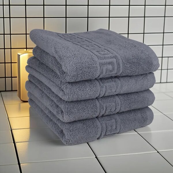 Set 5 Prosoape 50x90 cm Bumbac 500 g/mp Bordura Greceasca, Gri