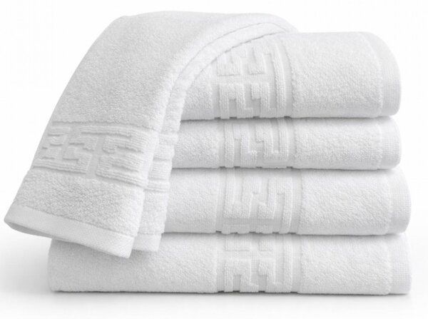 Set 5 Prosoape 50x90 cm Bumbac 500 g/mp Bordura Greceasca, Alb